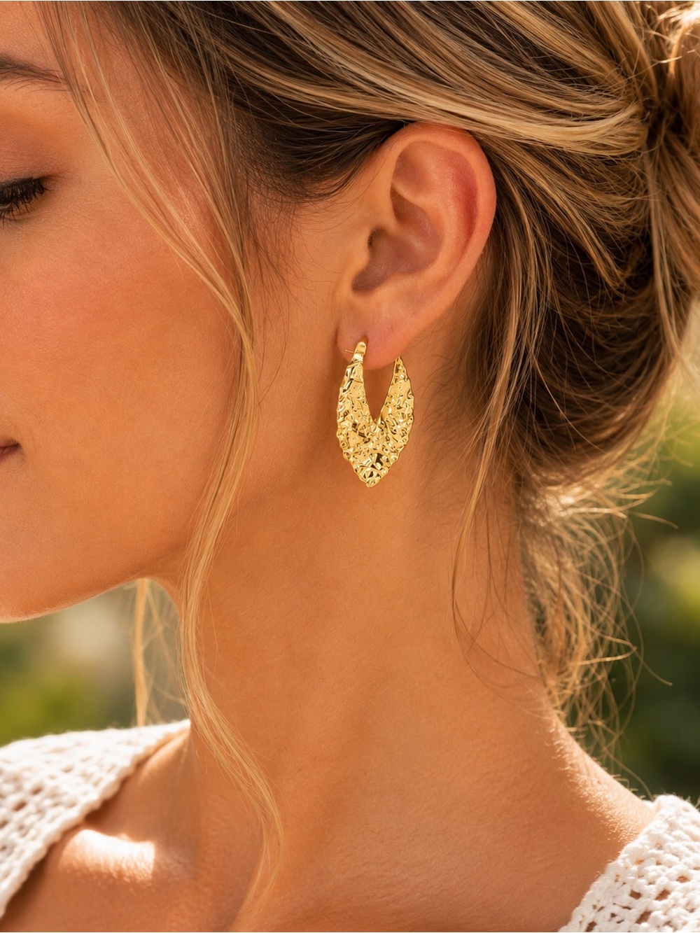 18K GOLD PLATED STEEL Gold Textured Earings